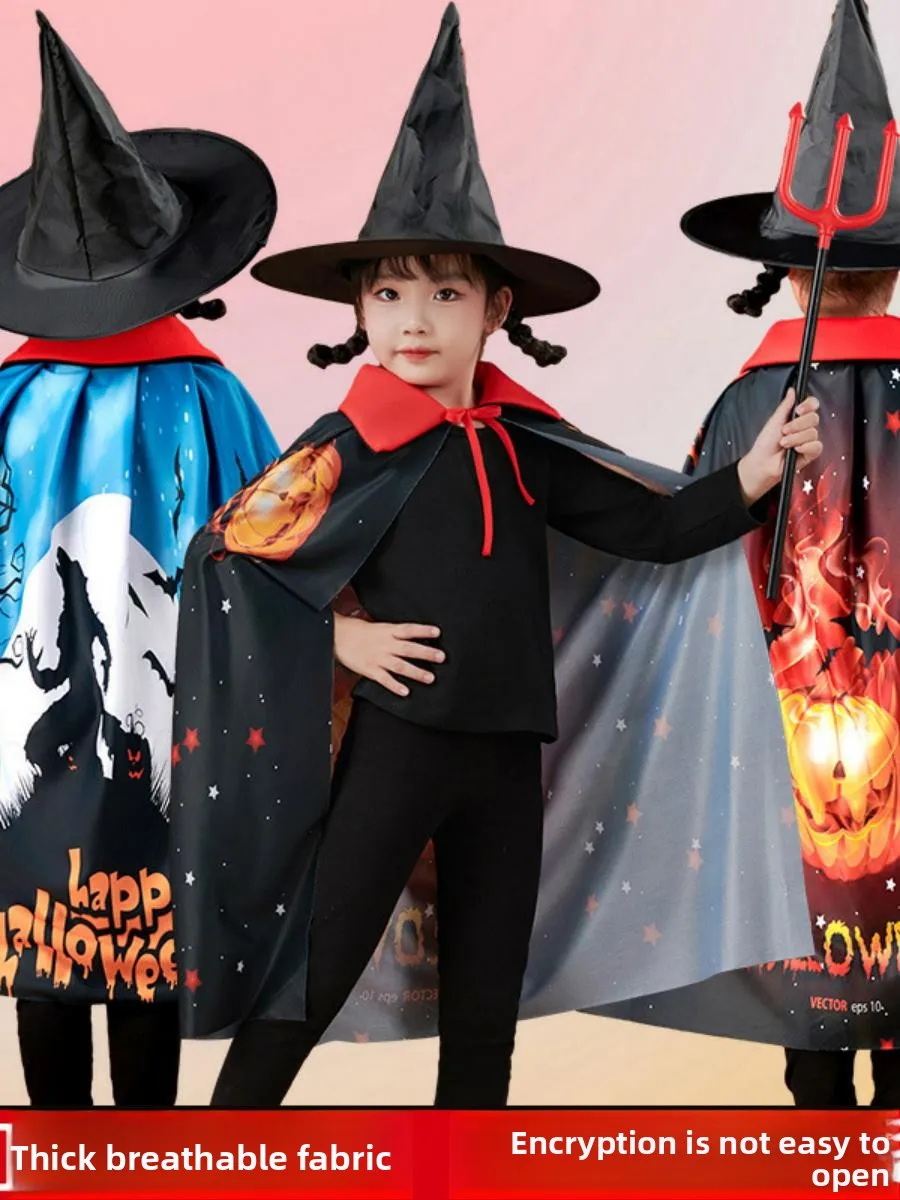 ملابس معالج أزياء الهالوين المطبوعة ثلاثية الأبعاد للأطفال مع مجموعة قبعة من البوليستر على شكل حرف T