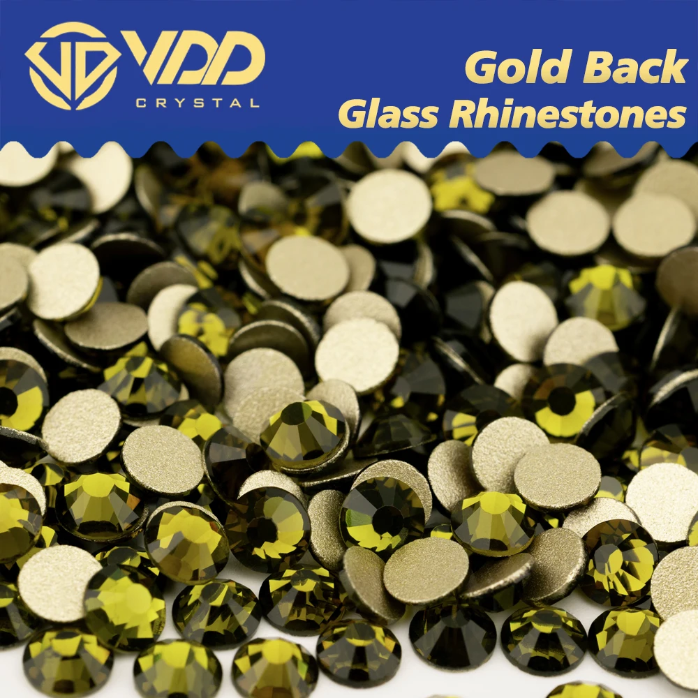 VDD 021 Olivine High Quality SS4-SS20 Glass Rhinestones Crystal Gold Flatback Strass Stones For DIY Nail Art Crafts Decorations