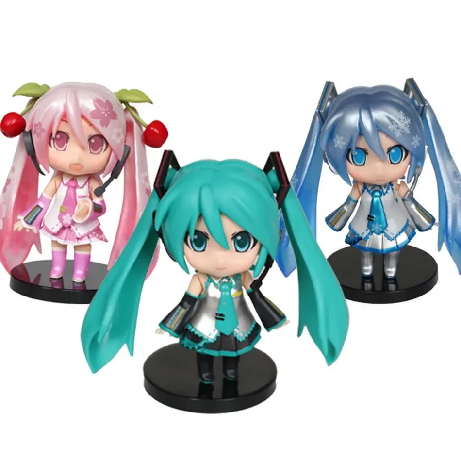 Hatsune Miku Kawaii Pink & Green Anime Figure Mini Desk Ornament Character Home Decor Ideal Birthday Gift for Kids & Adults