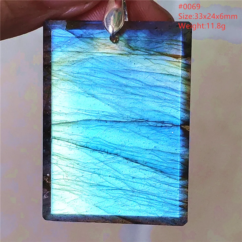 Natural Blue Labradorite Pendant Colorful Purple Labradorite Beads Rectangle Women Necklace Jewelry Fashion AAAAA