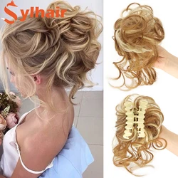 Extensiones de pelo rizado desordenado sintético para mujer, Clip de moño, Scrunchy falso con cola, postizos