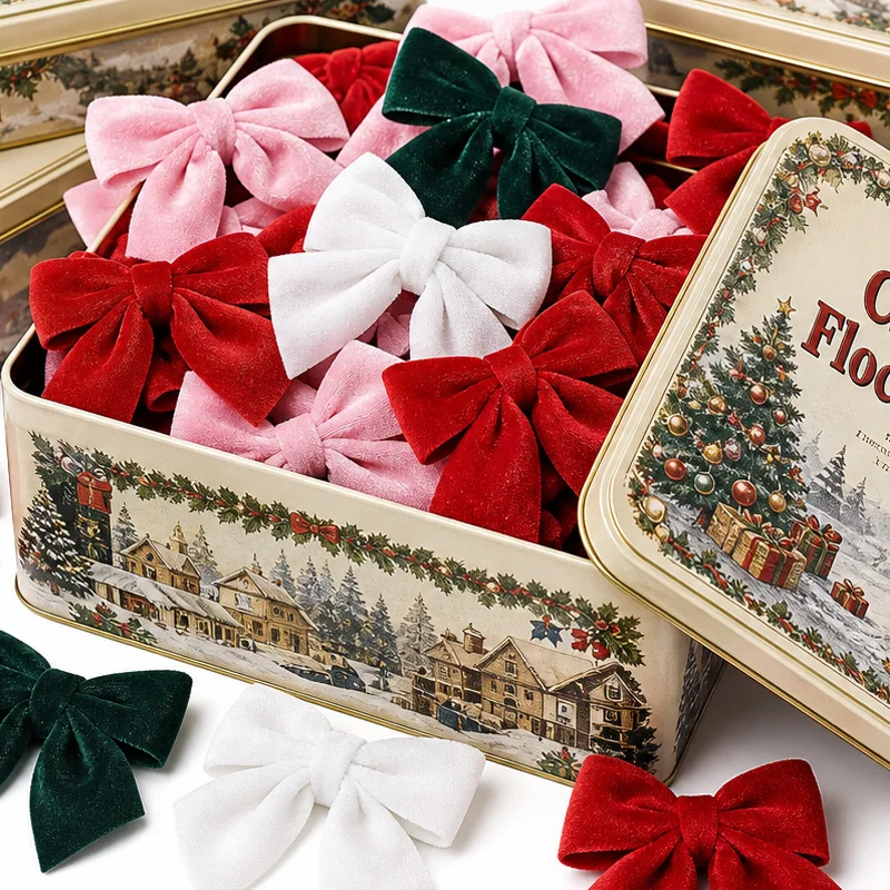 Pequeño adorno con forma de lazo rojo, para decorar árboles de Navidad, cintas, guirnaldas, cajas de regalo, adornos de terciopelo, cintas para manualidades, artículos para fiestas de Año Nuevo.