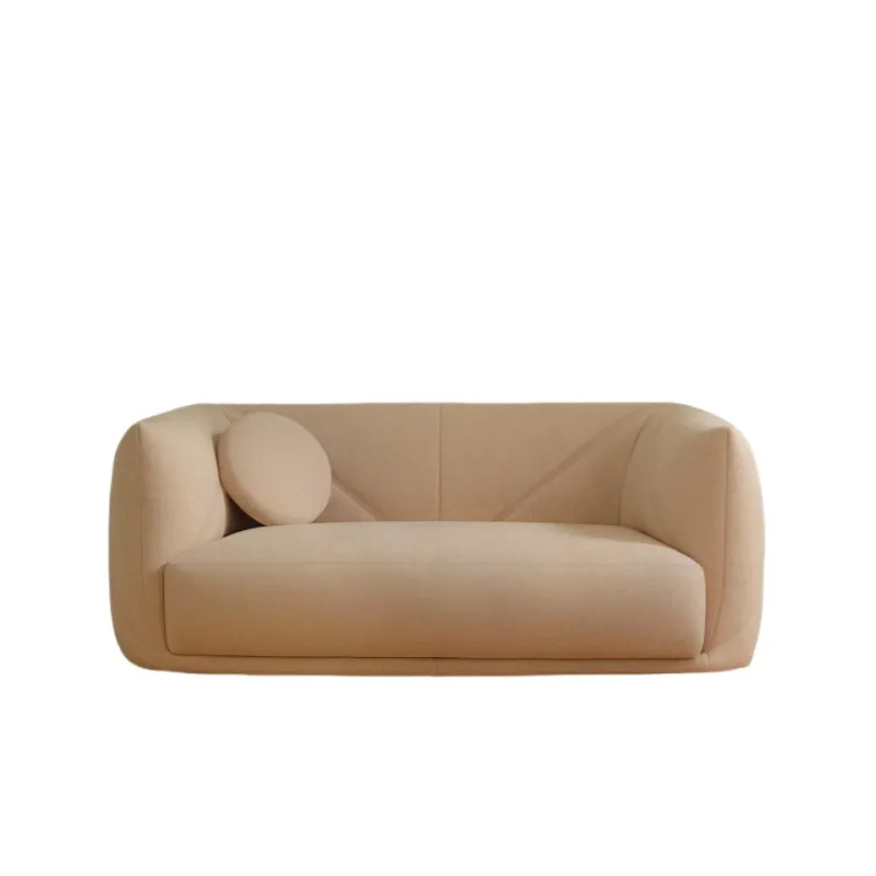 

Minimal cream style small apartment fabric design lazy leisure style three-person sofa