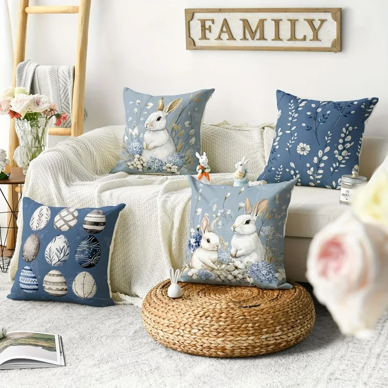 

Nordic Style Cute Easter Bunny Printed Pillowcase Throw Pillow Cover Cushion Covers Home Living Room Sofa Couch Seat Decor Gifts