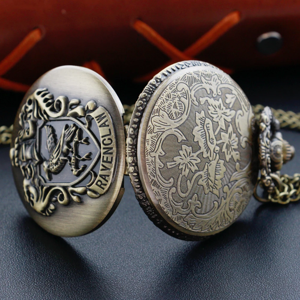 كلية ماجيك قلادة برونزية الوقت كوارتز ساعة الجيب قلادة ساعة العدالة ماجيك أوندد الطيور النبيلة شارة الرجال النساء على مدار الساعة هدية