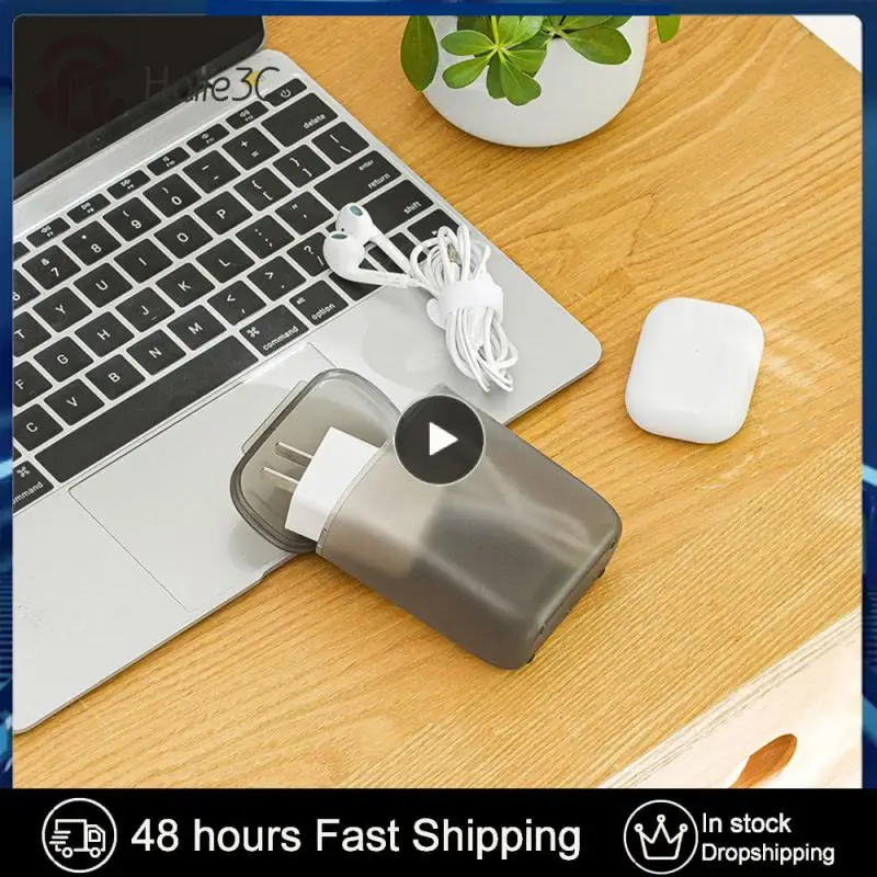 Caja de almacenamiento de datos portátil con cubierta, cargador de auriculares, teléfono móvil, viaje, Cable transparente, contenedor de alambre en la Oficina y el hogar
