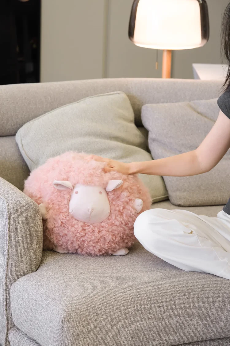 

Rinoart 100% Wool and Cashmere Lovely Sheep Home Decorative Cushion Cute Cartoon Animal Ornamental Pillows for Living Room Gifts
