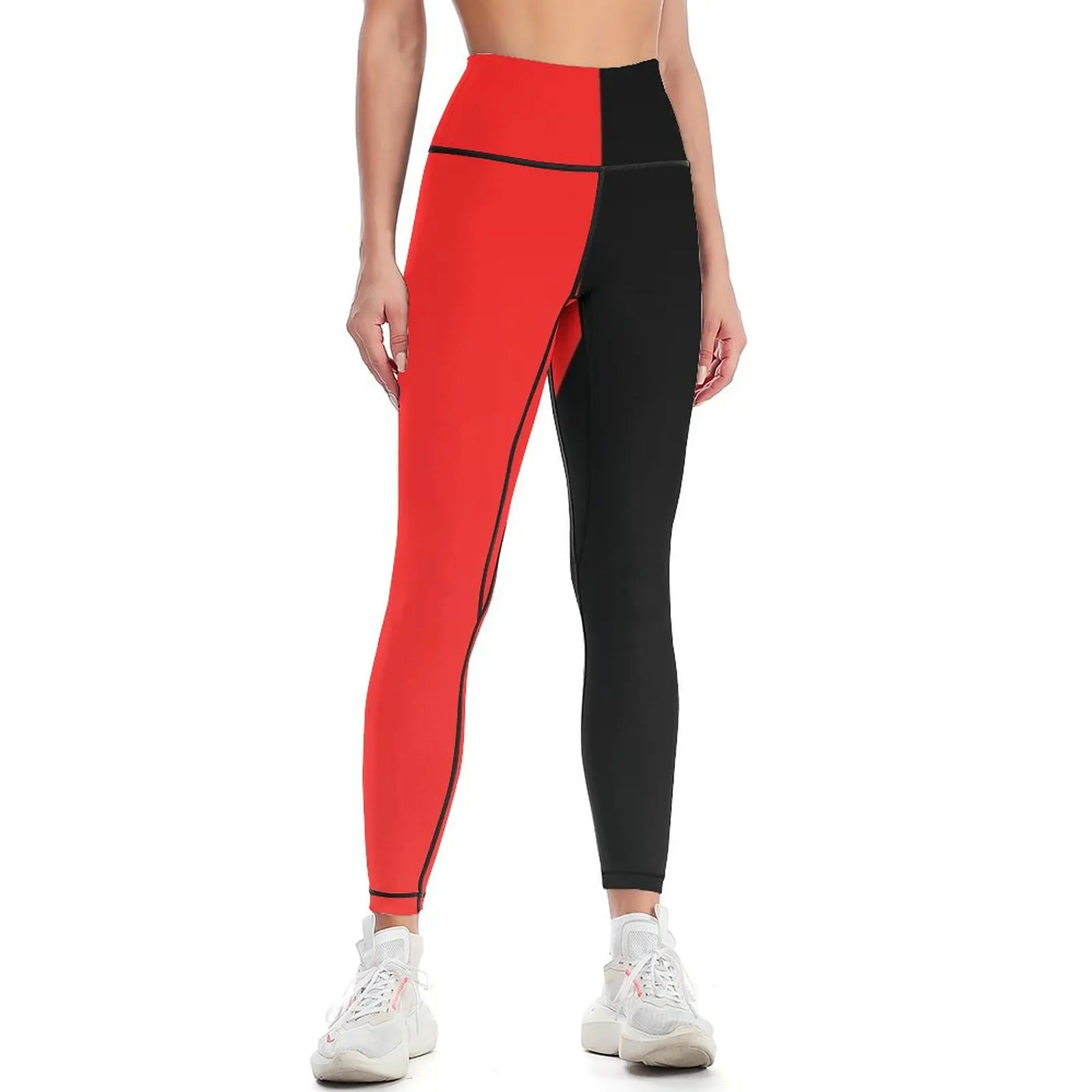 

Half red Half black Leggings sports for gym exercise clothing for sports tennis for active wear Womens Leggings