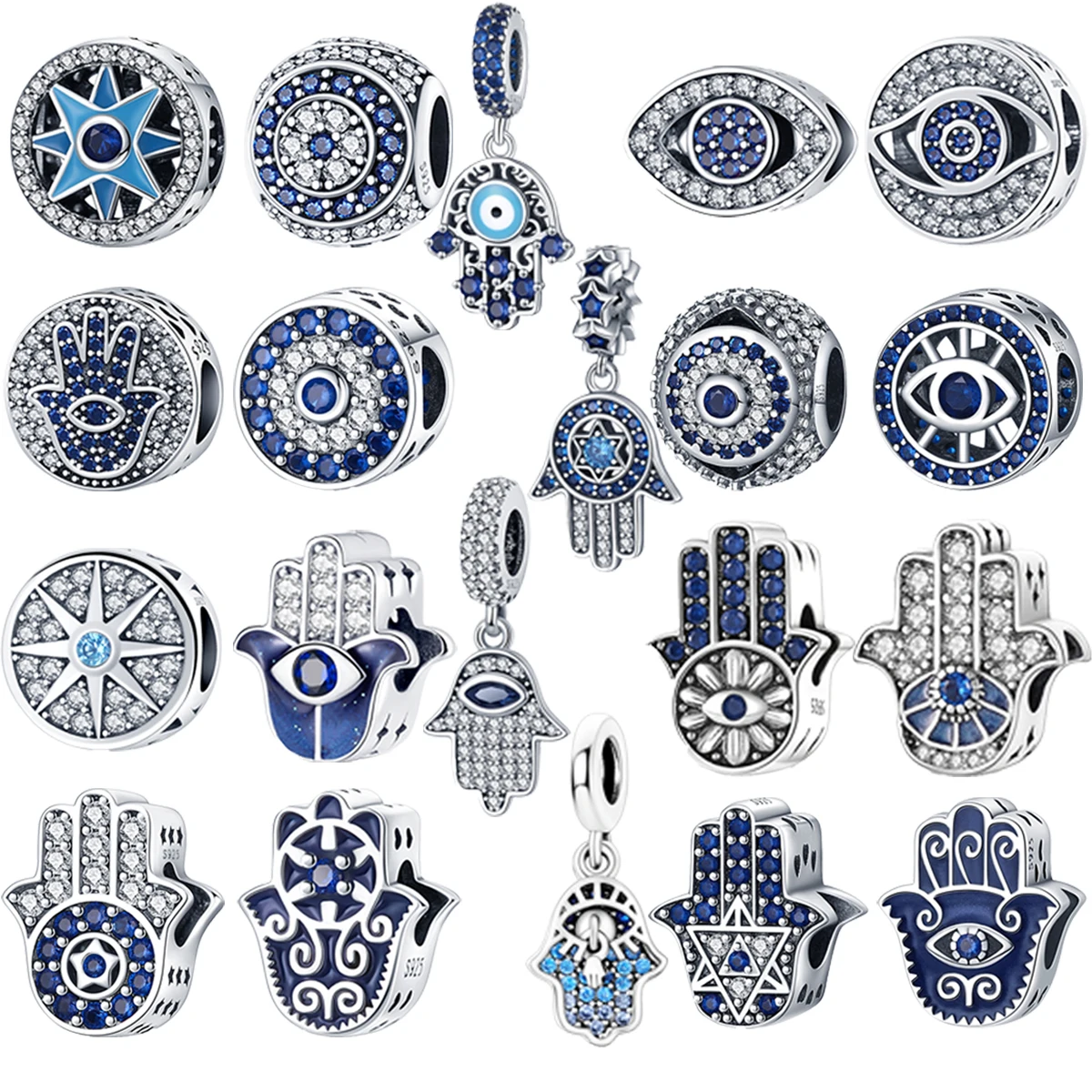 Mini cuentas colgantes para pulsera Pandora, Plata de Ley 925, Ojos de demonio azul, ojo que todo lo ve, Original, regalo de joyería