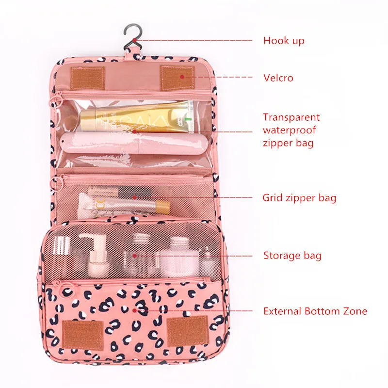 Women Nylon Travel Bag Waterproof Hook Makeup Bag Unisex Neceser Toiletries And Cosmetics Organizer Pouch Bathroom Storage Bags