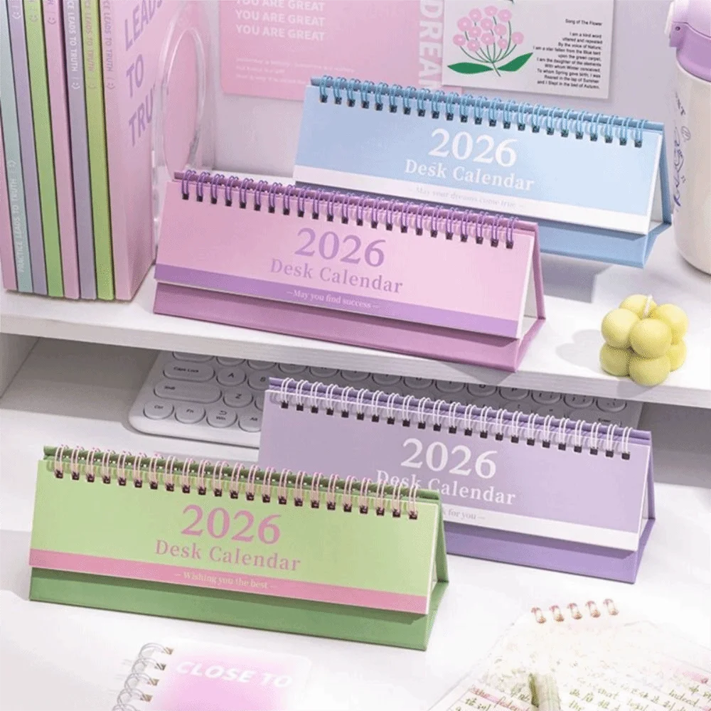 Simple Portable 2026 Desk Calendar Schedule Mark Desktop Display Coil Calendar Schedule Planner Desktop Ornaments