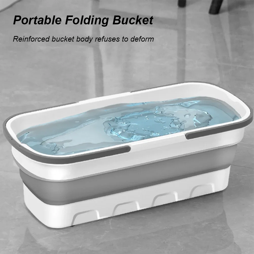 30L Folding Mop Bucket Rectangular Plastic Camping Bucket Large Capacity Washing Basin Household Cleaning Bathroom Accessories