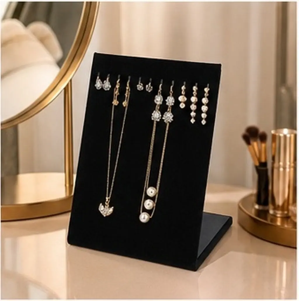 2Pcs Premium Jewelry Display Stand for Necklaces Earrings Bracelets Ring Organizer Desktop Hanging Storage Rack with Elegant