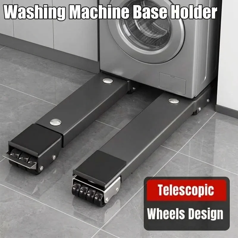 2PCS Adjustable Washing Machine Base with 24 Universal Wheels, Heavy Duty Refrigerator Stand, Movable Furniture Dolly