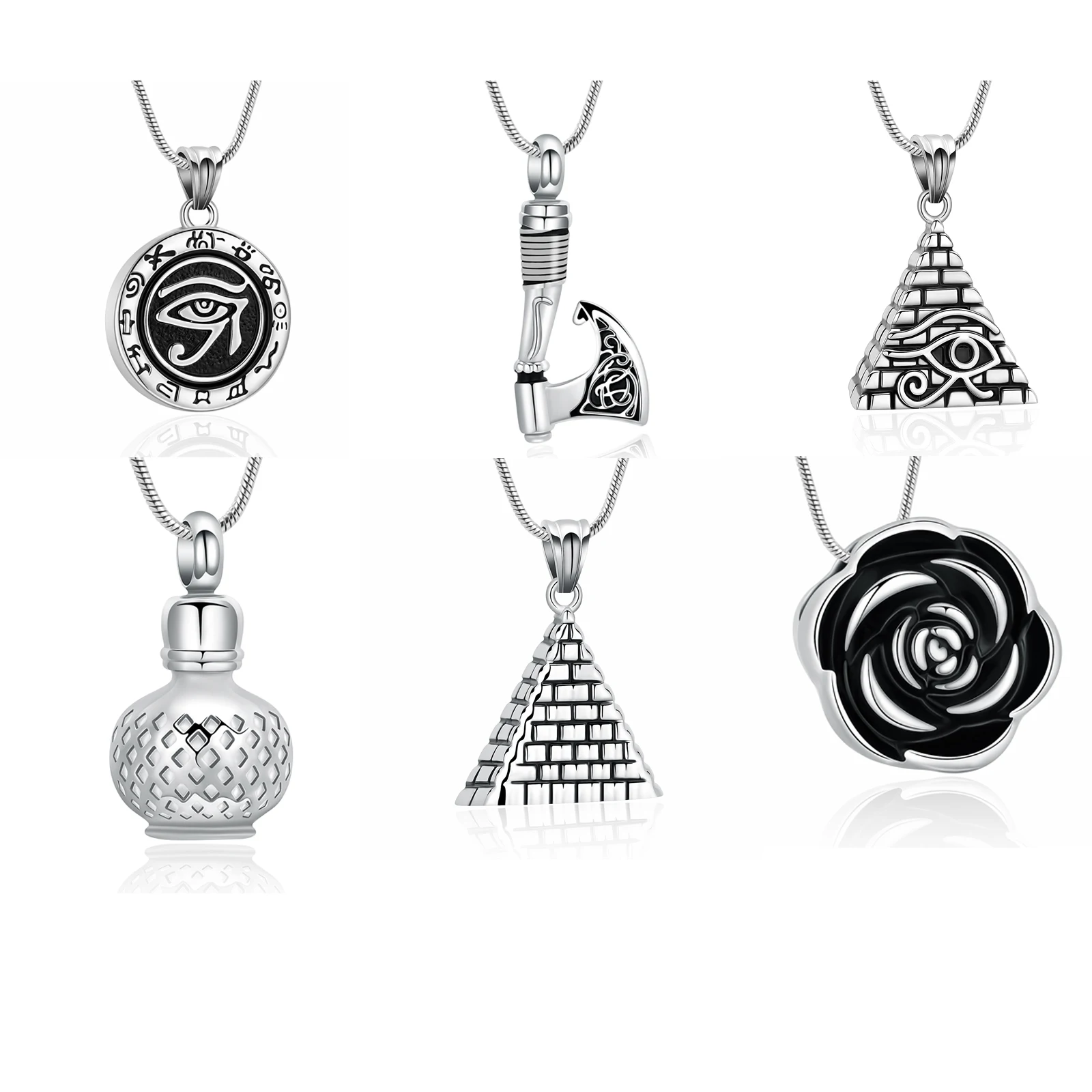 Ethnic Style Pyramid Cremation Urn Jewelry Necklace cremation Jewelry for Ashes Keepsake Pendant Support Customization