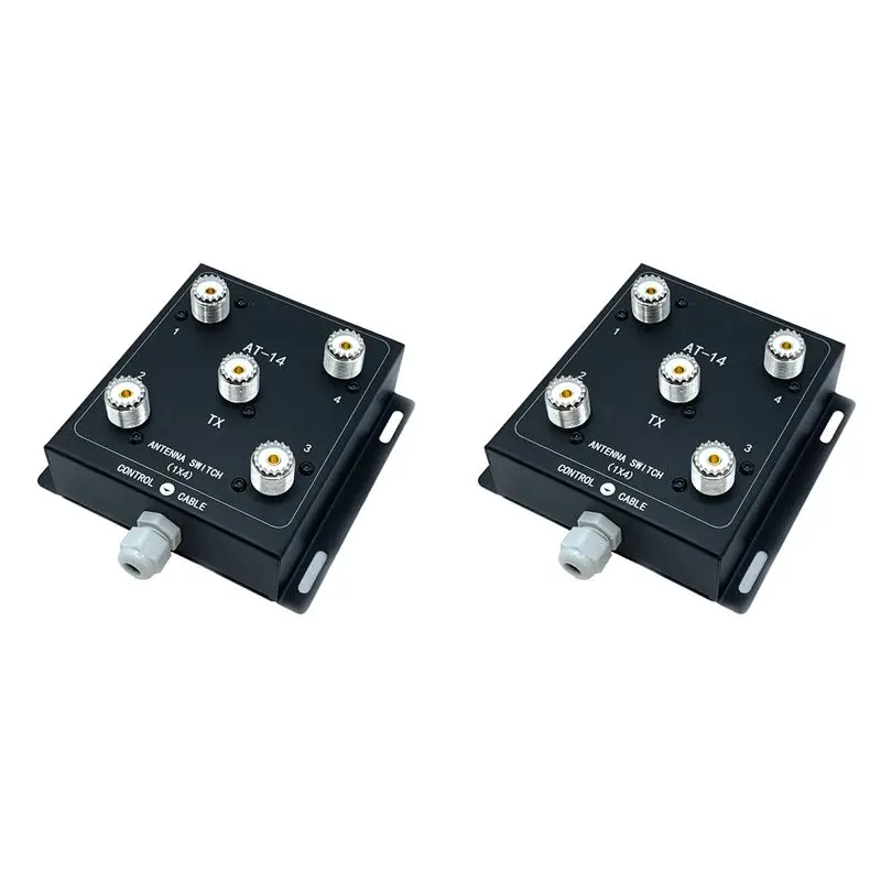 

2X New AT-14 4-Way Coax Remote Antenna Switch, Convenient Switching 1.8Mhz-60Mhz 500W PEP For Radio Stations And Radios
