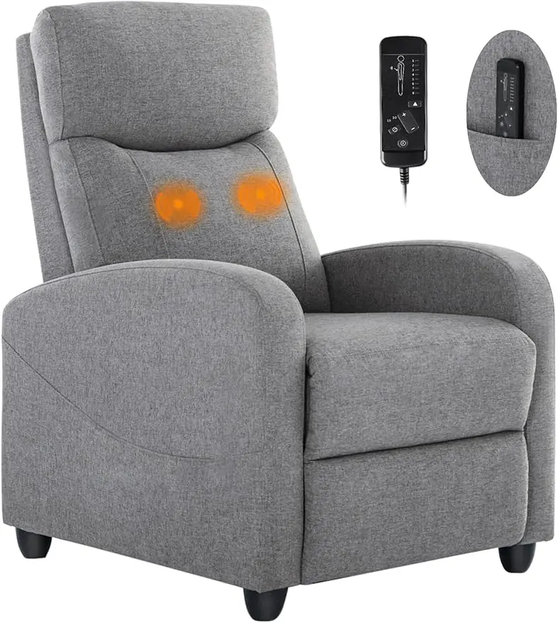 

Massage Fabric Small Sofa Home Theater Lumbar Support, Adjustable Modern Reclining Chair