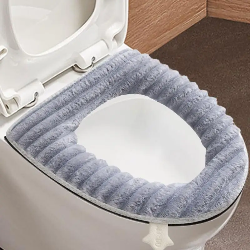 Portable stripe Toilet Mat Thickened Washable Antifreeze Toilet Seat Covers Reusable Universal Toilet Seat for Home Hotel Travel