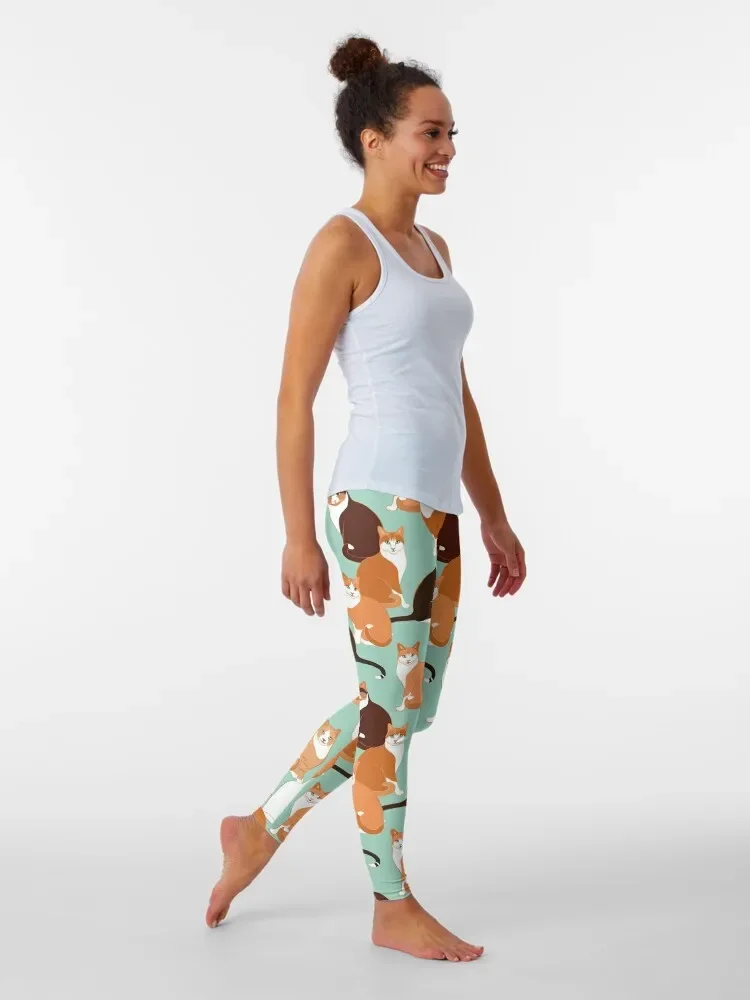 Ginger Cats on mint Leggings push up legging sports woman gym Leginsy push up Womens Leggings