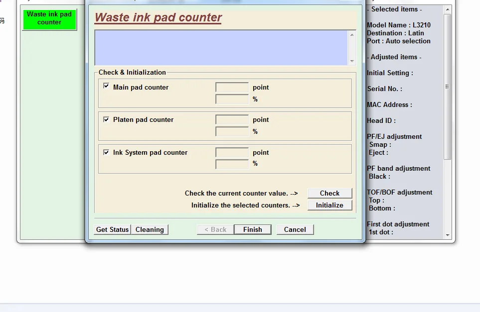 For Epson reset software  1390  R1390  Printer maintenance waste ink software