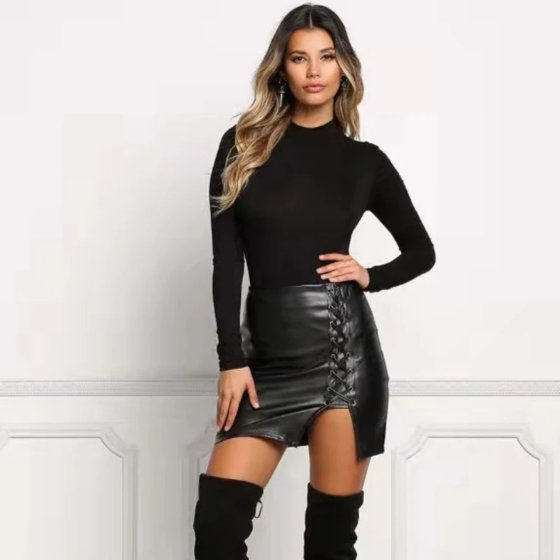 Jupe longue fendue pour les hanches, nouvelle collection printemps et automne 2021, Style européen et américain, sangle à la mode, taille haute, jupe élégante