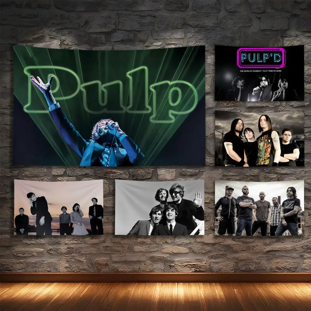 

P-PULP Rock Band Tapestry Custom Living Bedroom Party Dormitory Interior Wall Bohemian Decoration Attached Clip