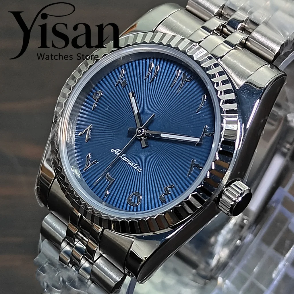 

Мужские модные часы с серебряным корпусом 36 мм/39 мм, механизмом NH35, сапфировым стеклом и асептическим синим циферблатом.