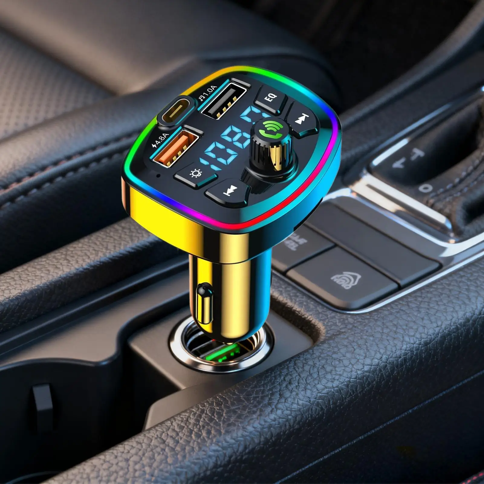 FM Transmitter Digital Display Receiver 2-Port Fast Charging Wireless Radio Receiver For Auto Music Phone PC Road Trip