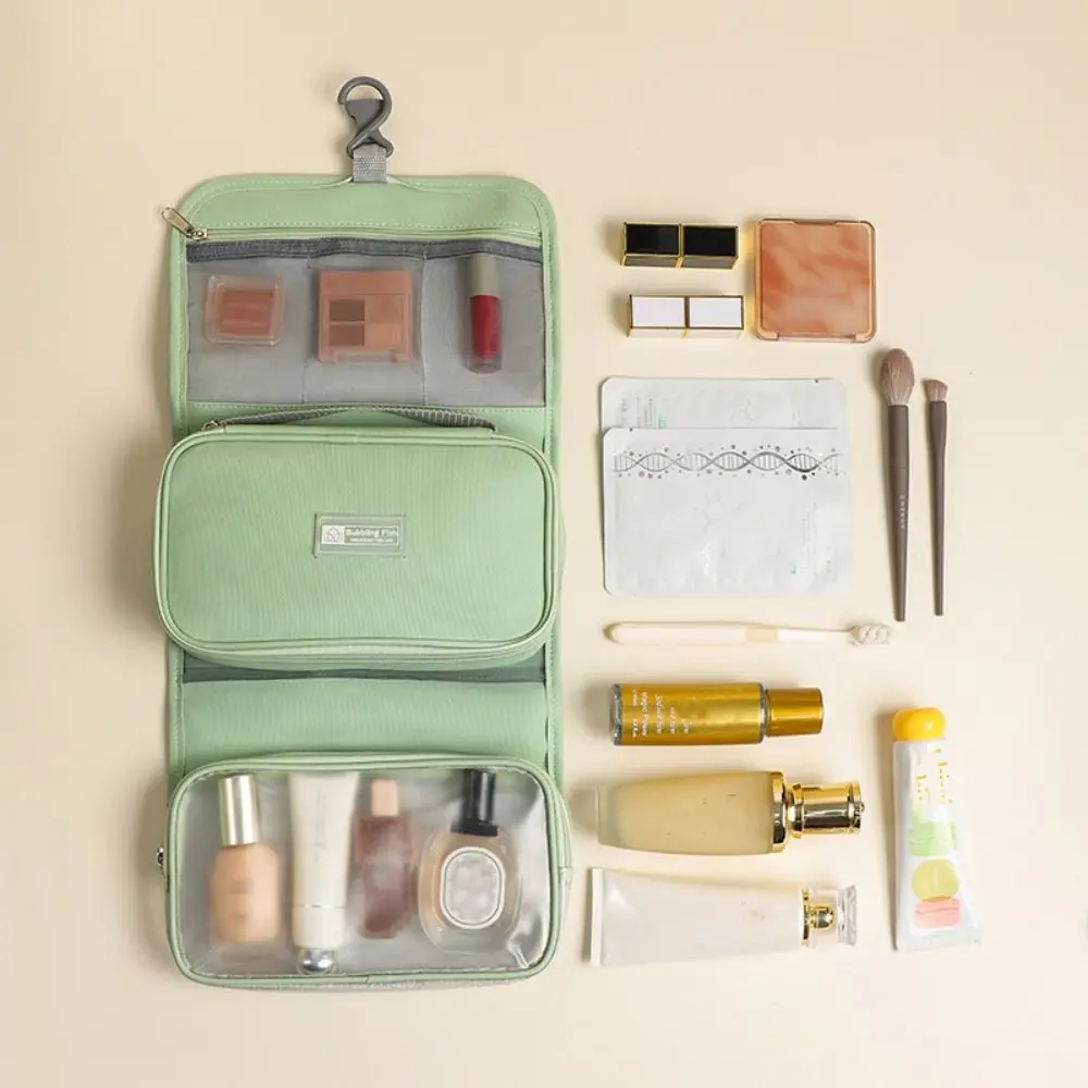 

Large Capacity Dry and Wet Separate Toiletries Bag Foldable Detachable Nylon Makeup Bag Skincare Storage Waterproof Travel Bag