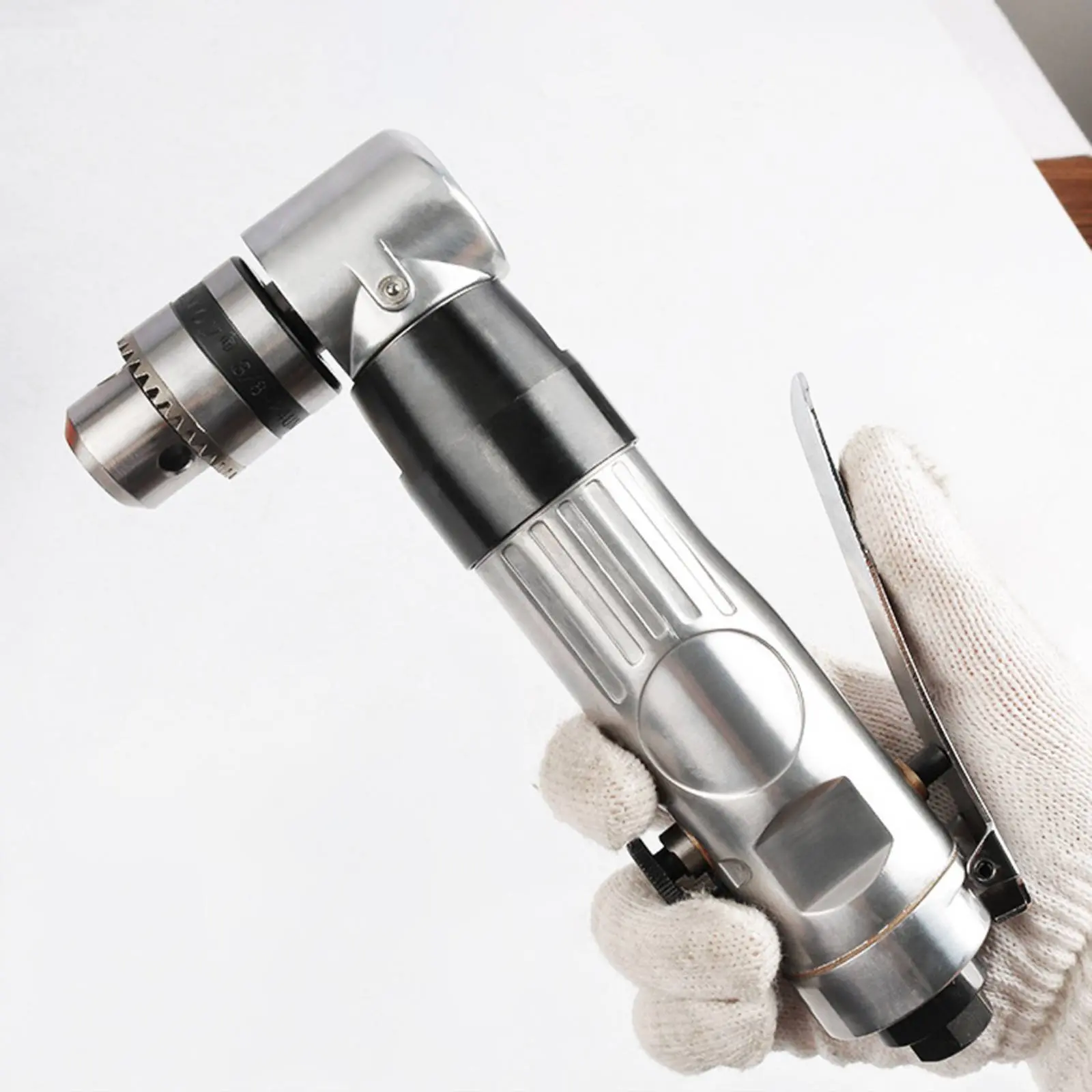 

3/8 Inch 90-Degree Air Drill Small Design Reversible Air-Powered Angle Drill Robust Duty Comfortable Grip for Tight Areas