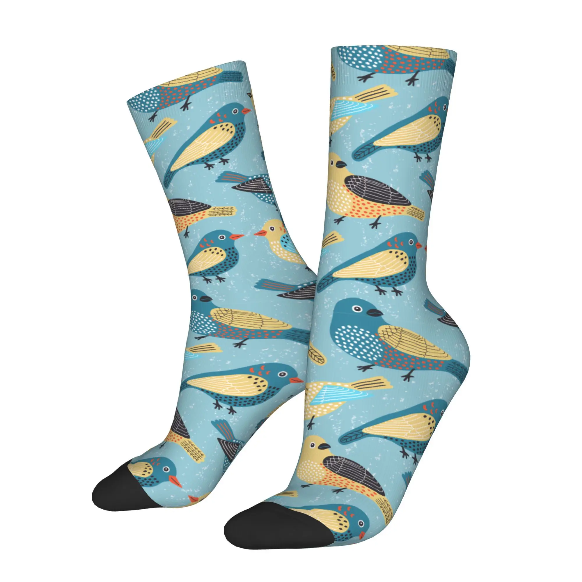 1pc Bird Seamless Pattern Printed Men's Socks  Novelty Hip Hop Harajuku Pattern Crew Sock Casual Gift