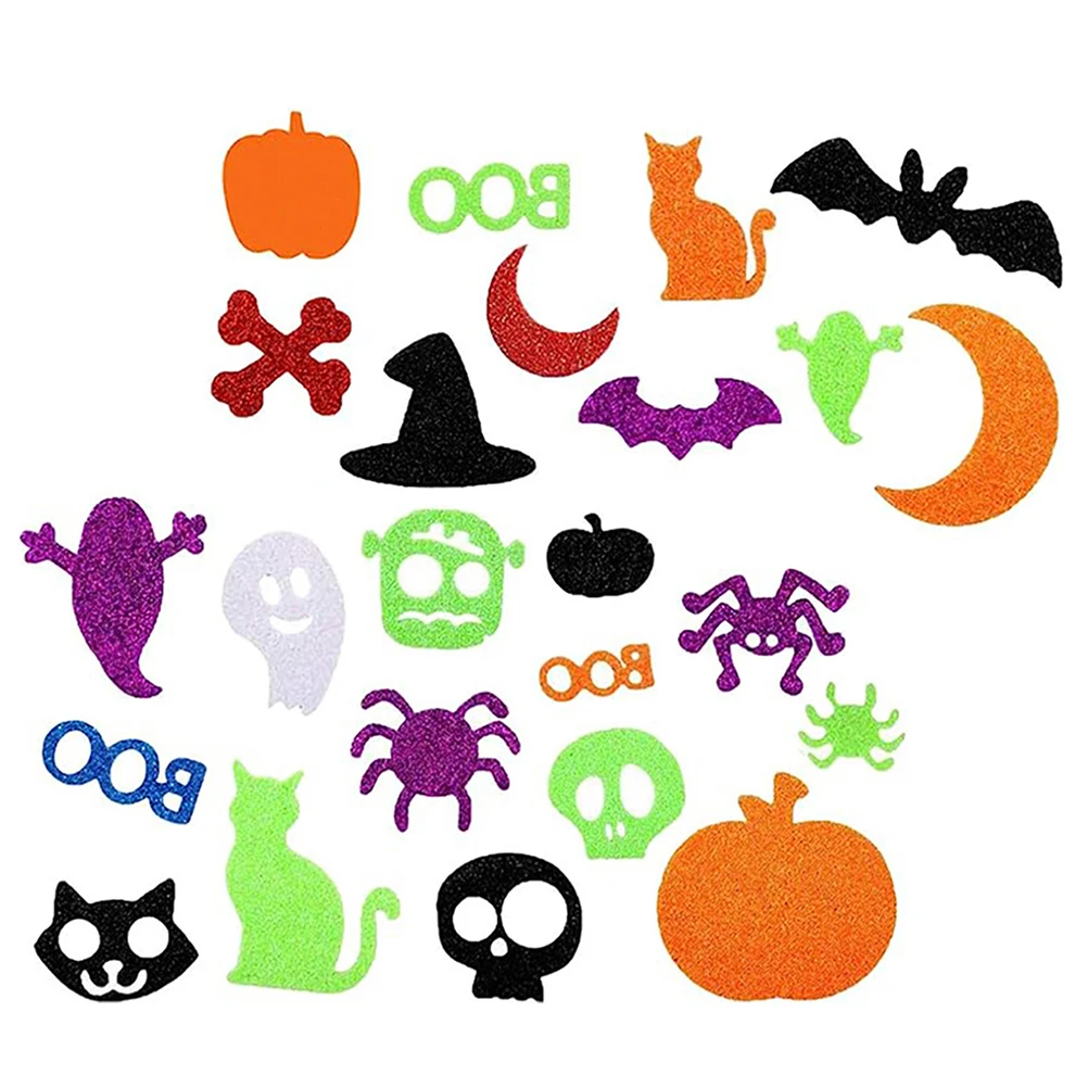 

500 Pcs Glitter Foam Stickers Halloween Craft Self Adhesive Decorative Decals for Party Favor Wall Floor Window Furniture