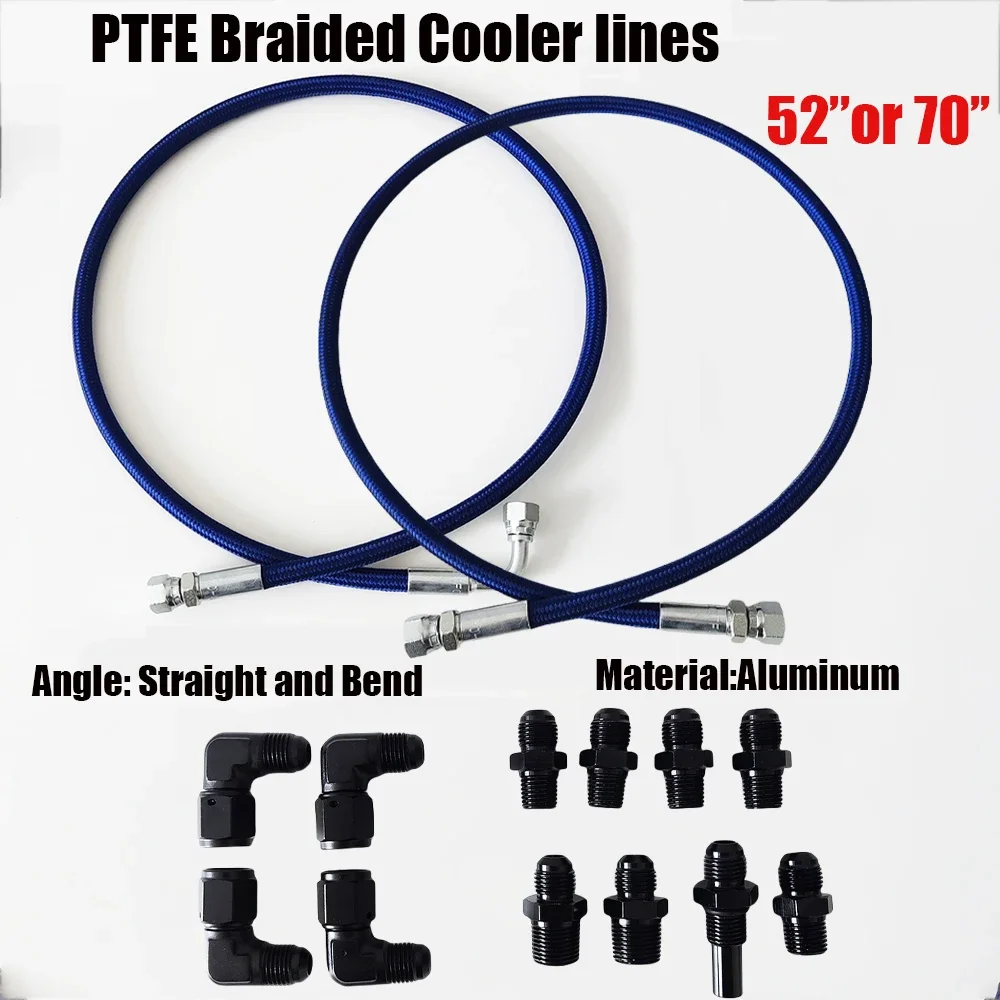 

52inch or 70inchUniversallyStainless Steel Braided Fuel Hose PipelineTransmission AN6 0-90Degree Fluid Oil Cooler Hose Line kit