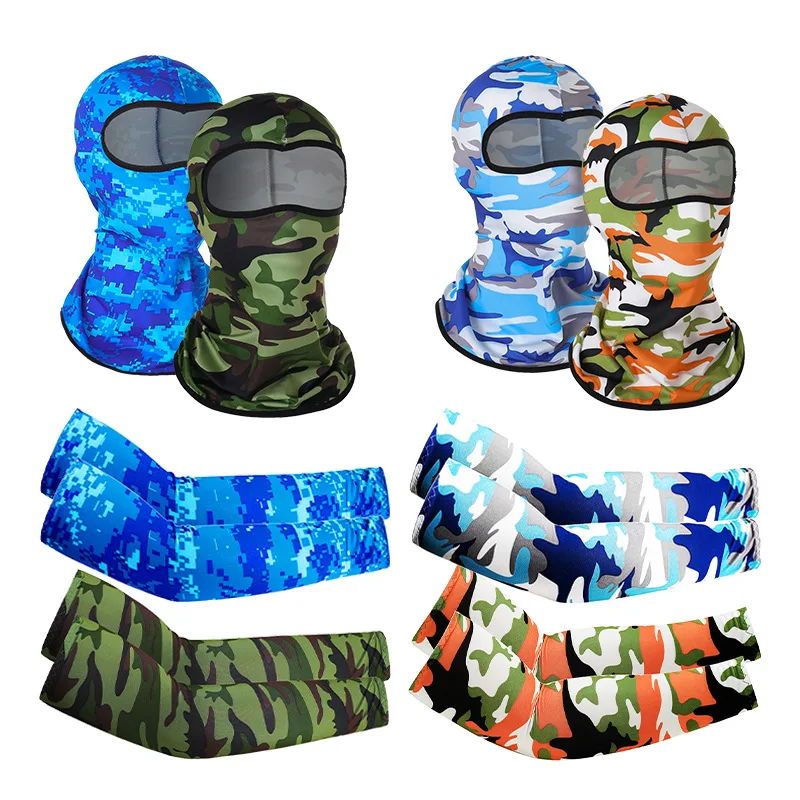 2 sets of Popular Motorcycle Cycling Sunscreen Fishing Sleeve Comping Headwear For Balaclava Hat Head Scarf Army Mask Full Fce