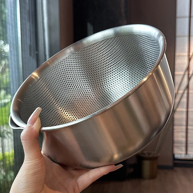 Rice Basket 316 Stainless Steel Drain Basket Vegetable Basin Water Filter Kitchen Fruit Drain Basin