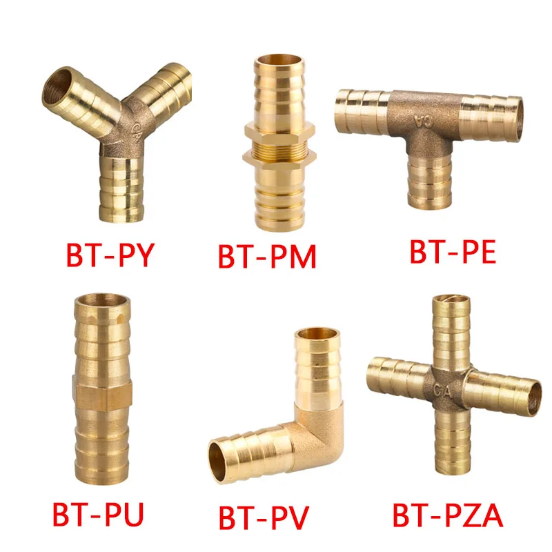 20PCS Copper Pagoda Pneumatic Air Water Tube Fittings: Brass Barb Pipe Fitting 2, 3, 4 Way Connectors for 6mm-19mm Hoses