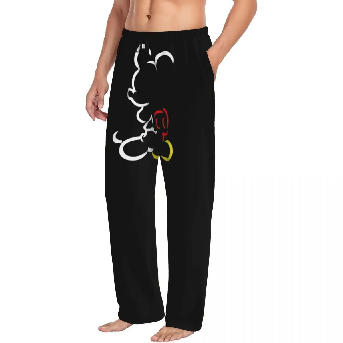 Pantalones de pijama personalizados de Mickey Mouse, ropa de dormir para hombre, pantalones para dormir elásticos con bolsillos