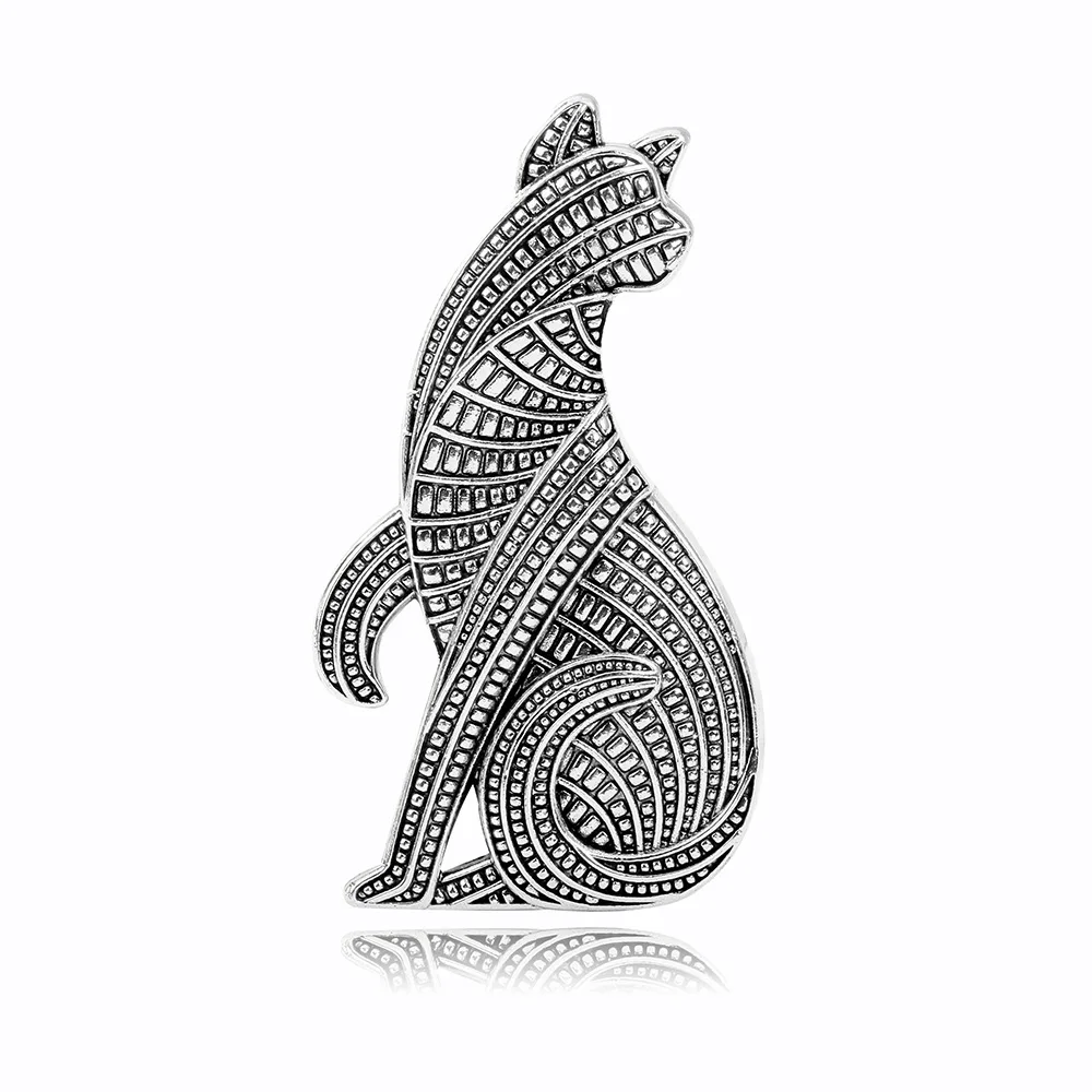 Vintage broszki z kotem dla kobiet unisex 2-kolorowy metalowy styl narodowy tygrys kot zwierzęta domowe impreza na co dzień broszka przypinka biżuteria prezent — zdjęcie 3