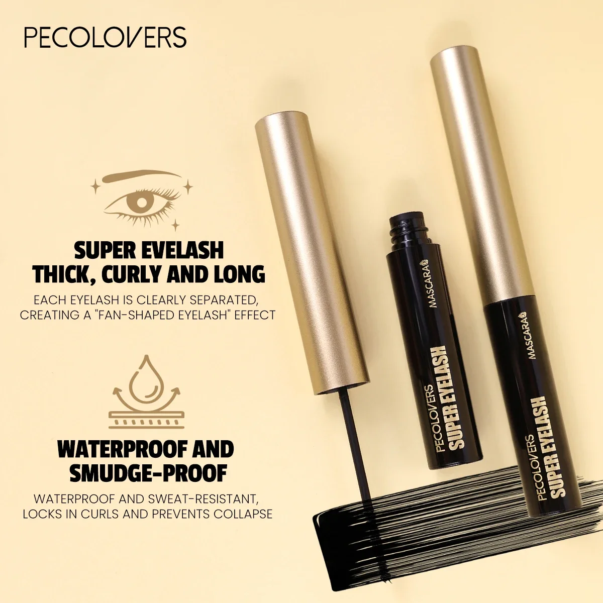 1 Stück verlängernde und voluminöse Wimperntusche, leicht und antihaftbeschichtet, leicht zu gleiten, langanhaltendes Make-up, schwarz, tägliches Make-up