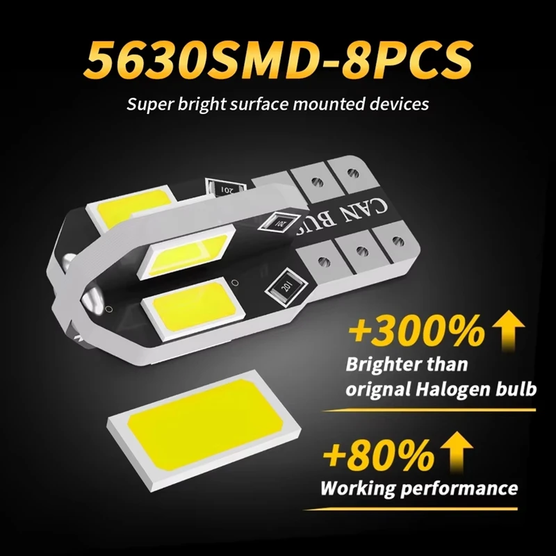 T10 Car Led Light Bulb W5W LED Canbus No Error Super Bright Car Interior Light SMD Auto Bulb White Amber Red Reading Dome Lamp