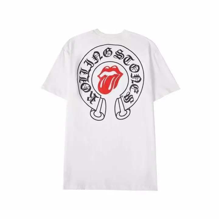 

Европейский и американский летний красный большой язык с принтом подковы, мужской и женский свободный повседневный топ с круглым вырезом и короткими рукавами