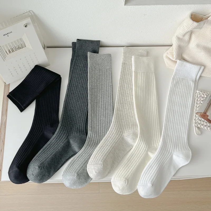 Stockings Women Autumn and Winter Knitted Cotton Knee Socks Women Stockings JK Japanese Fashion Solid Color Long Socks Stockings