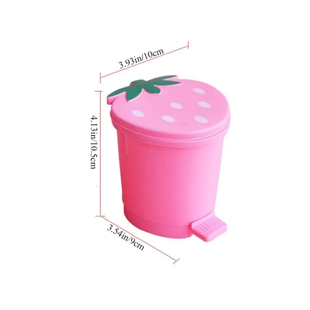 1Pcs Cute Mini Sealing Garbage Container With Lid Strawberry Pop-Up Decorative Dustbin Trash Basket Trash Can Wastebasket