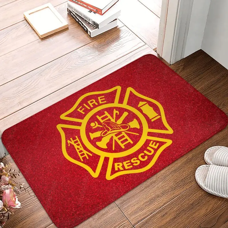 Firefighter Fire Rescue Front Floor Door Entrance Mat Outdoor Kitchen Bathroom Welcome Doormat Toilet Carpet Rug Footpad