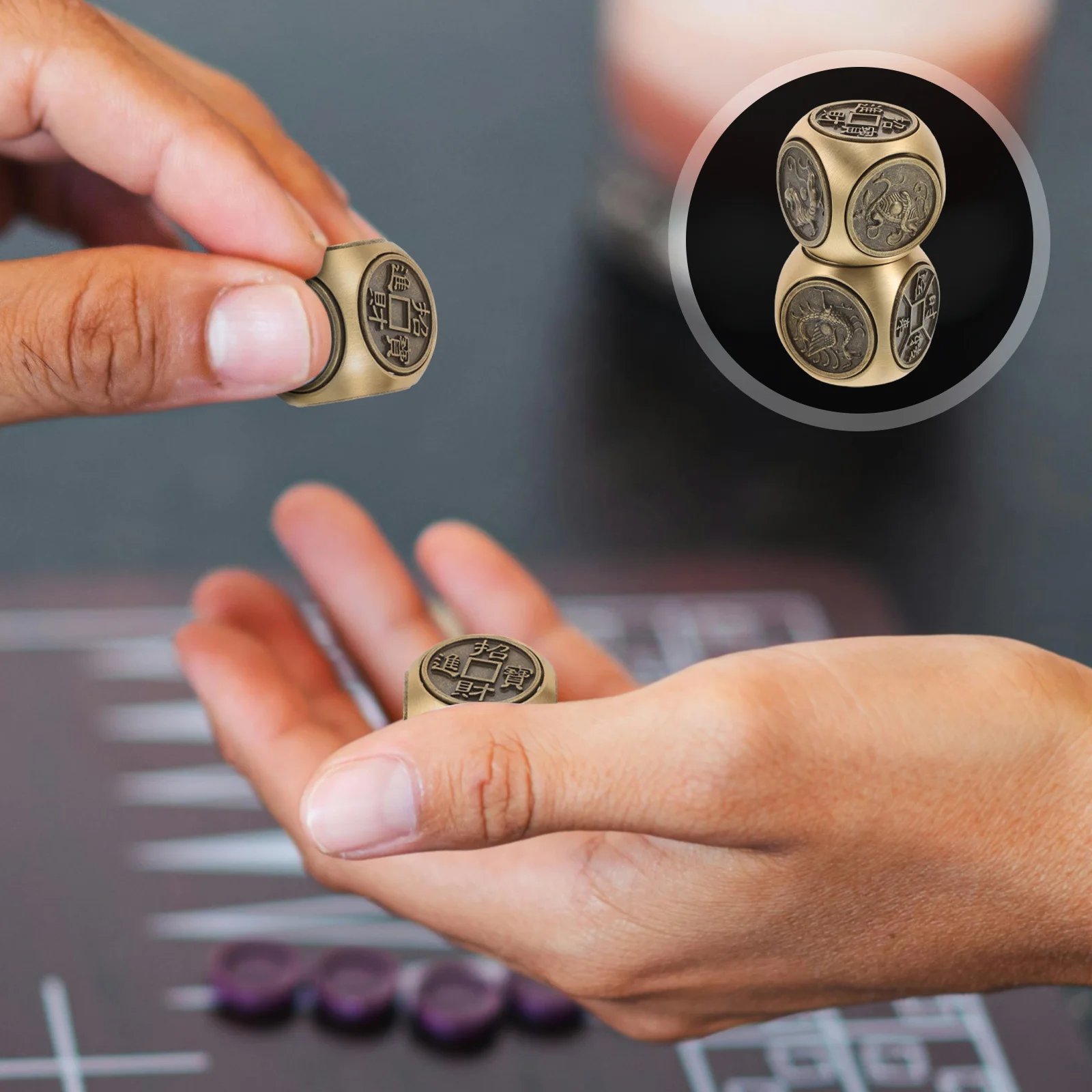 

2Pcs Brass Hand Ball Vintage Metal Rotate for Hand Muscle Training Smooth Six Sided Desk Gadget Office Use Relaxation