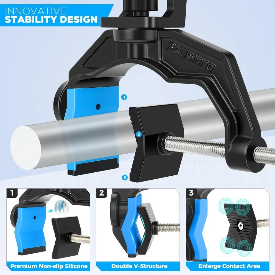 PLUSINNO 1/2/4 حزمة حاملي صنارة الصيد لقارب الصيد قضيب حامل مع تكبير المشبك تصميم مبتكر مزدوج على شكل حرف V صالح Roun #2