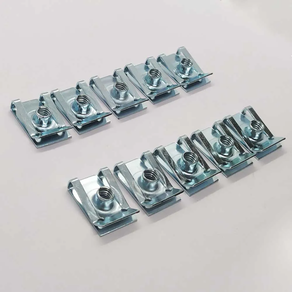 10pcs M4/M5/M6/M8 Car Spring Steel U Type Clips with Thread 8mm 5mm 6mm 4mm Reed Nuts for Auto Motorcycle Scooter ATV Moped
