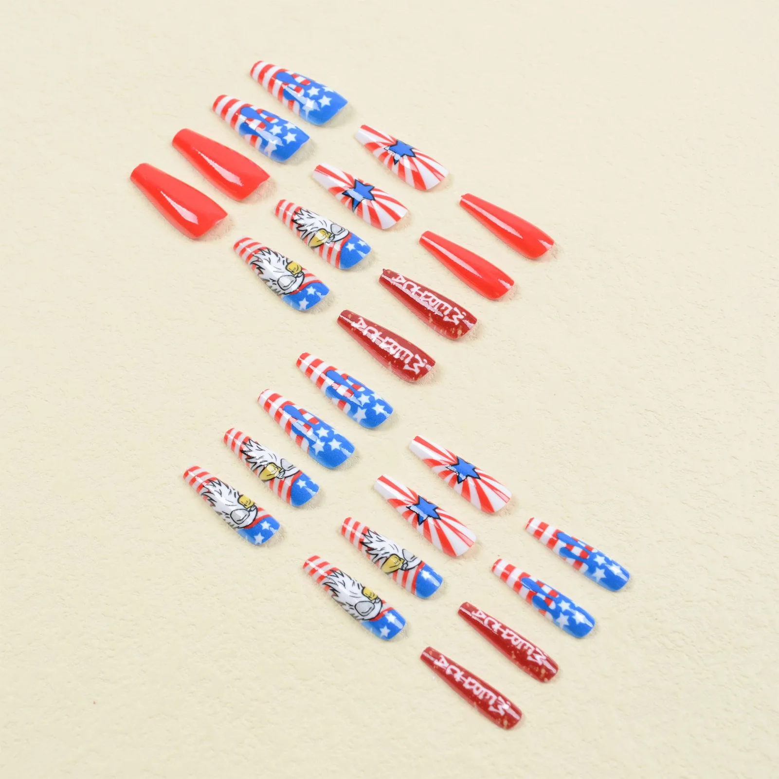 Colorful Independence Day's False Nails Add Independence Day's Atmosphere Nails for Professional Nail  or Nail Salons