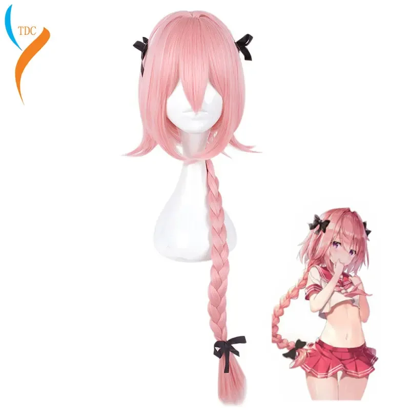 New Arrival Game Fate Apocryph Astolfo Cosplay Wigs 75cm Pink Heat Resistant Synthetic Hair Perucas Cosplay Wig Wig Cap