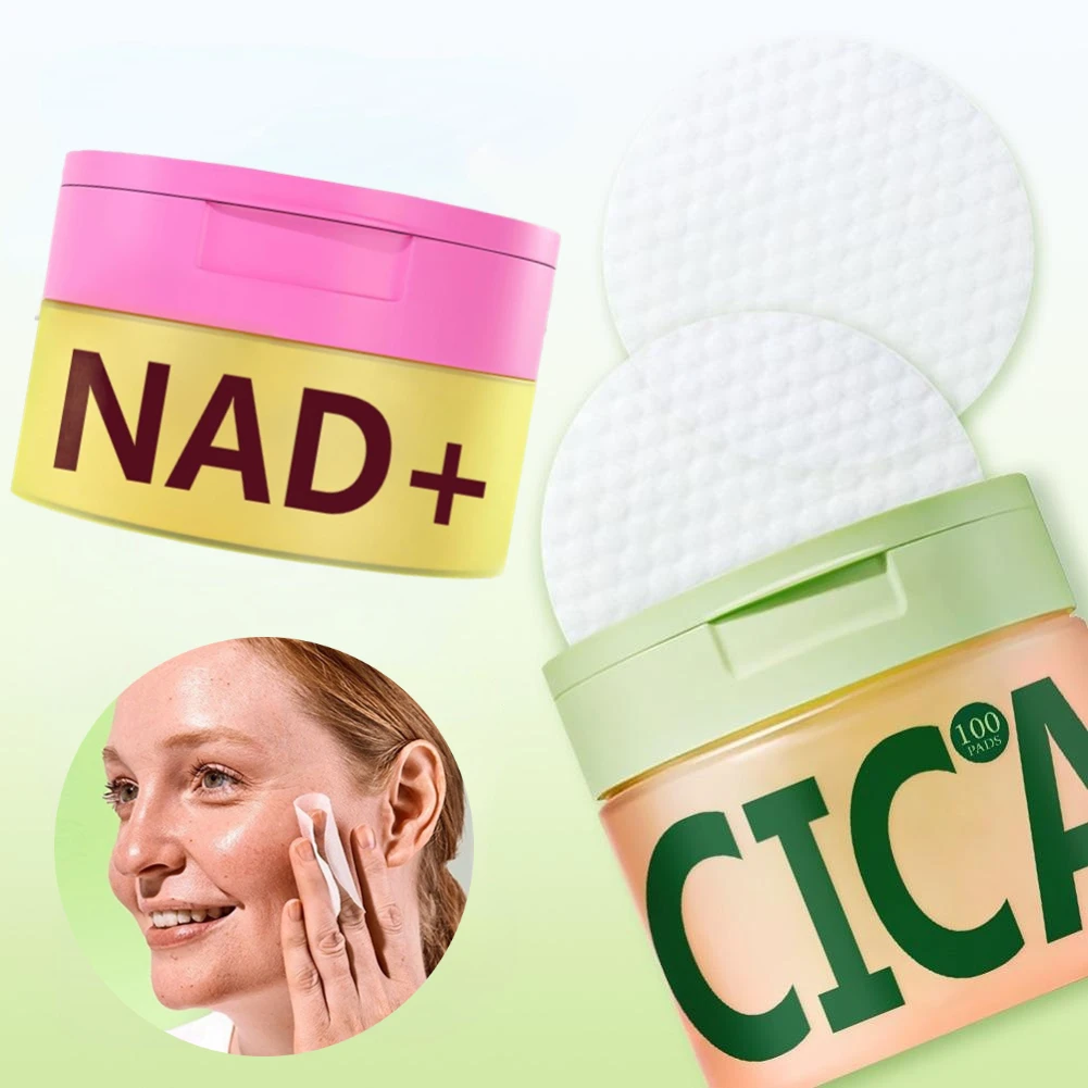 Set Original para el Cuidado de la Piel - Crema NAD+ + 100 Discos de Algodón con Centella Asiática, Pulido, Renovación Celular, Tono de Piel Uniforme, Hidratación